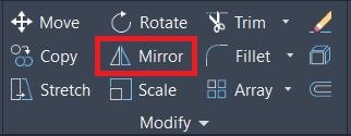 Mirror symbol in Autocad Modify panel