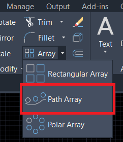 Modify panel in  AutoCAD 