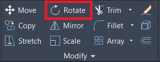 Modify panel of Rotate command
