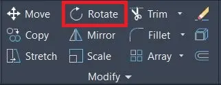 Modify panel of Rotate command
