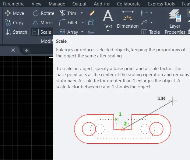 Scale command AutoCAD