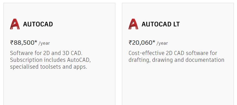 autocad 2019 license price