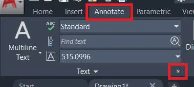 Annotate tab-AutoCAD