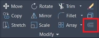 offset command symbol in AutoCAD Modify panel