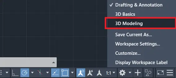 Extrude AutoCAD - 3D modeling workspace