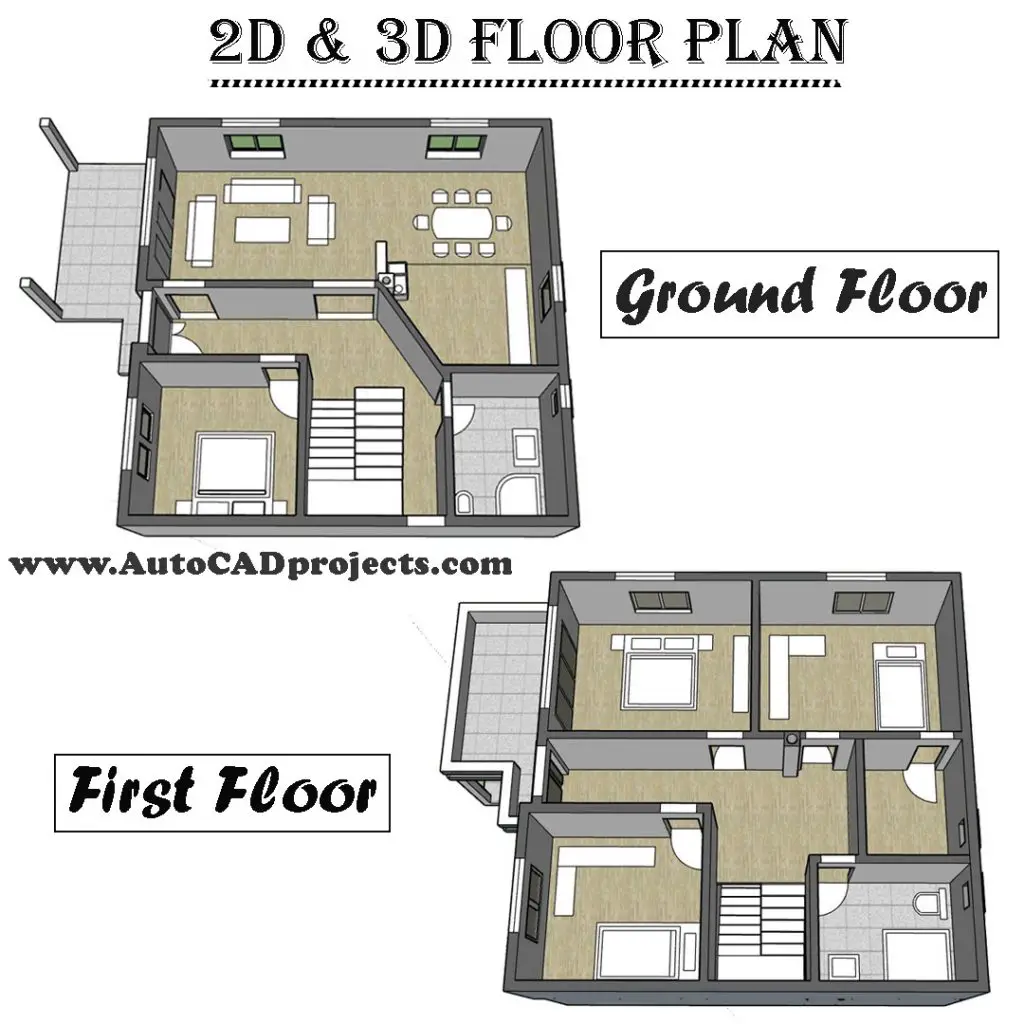 2D & 3D floor plan created in SketchUp