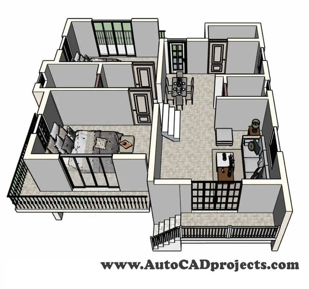 3D floor plan created in SketchUp