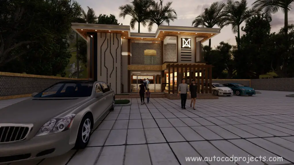 Realistic rendering of Commercial building