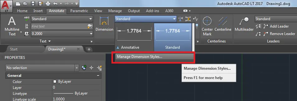 What is the command to change the dimension size in AutoCAD