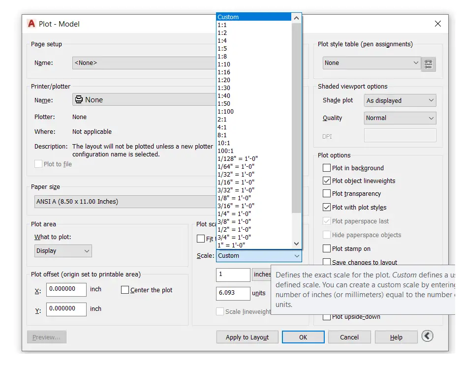 How to set the scale in AutoCAD