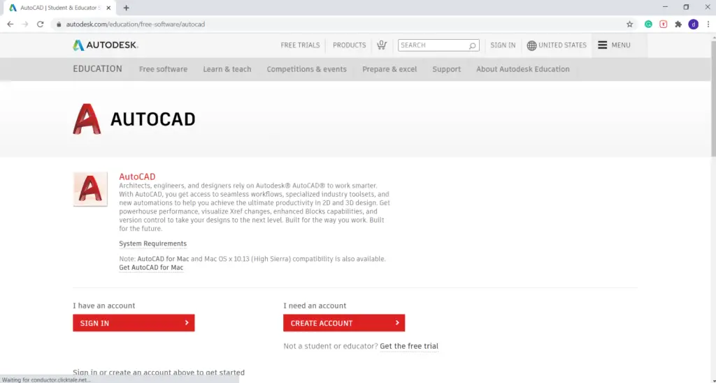 autocad student free download mac
