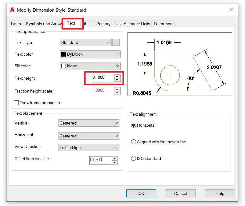 How to change the dimension text size in AutoCAD