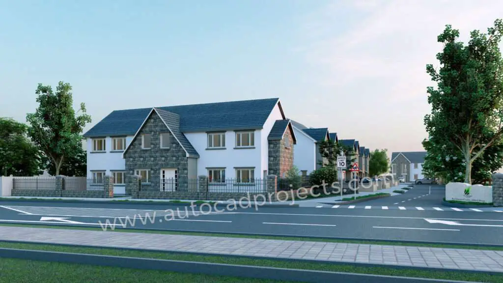 Ireland House exterior 3D modeling & rendering