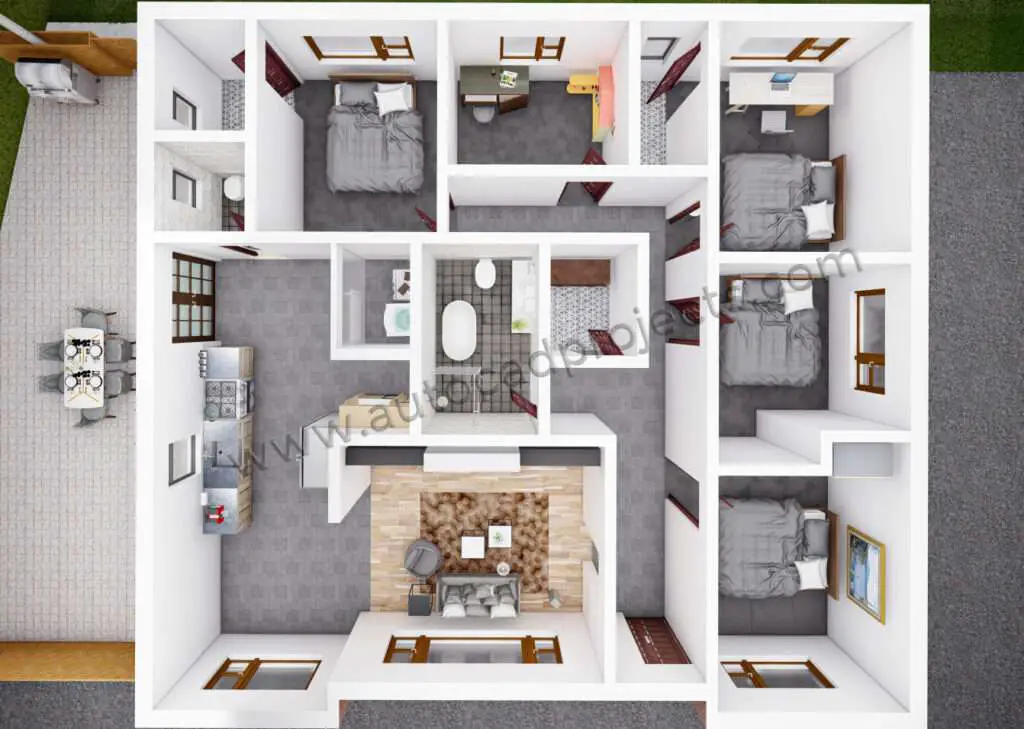 Ireland House Sketchup 3D floor plan modeling and rendering