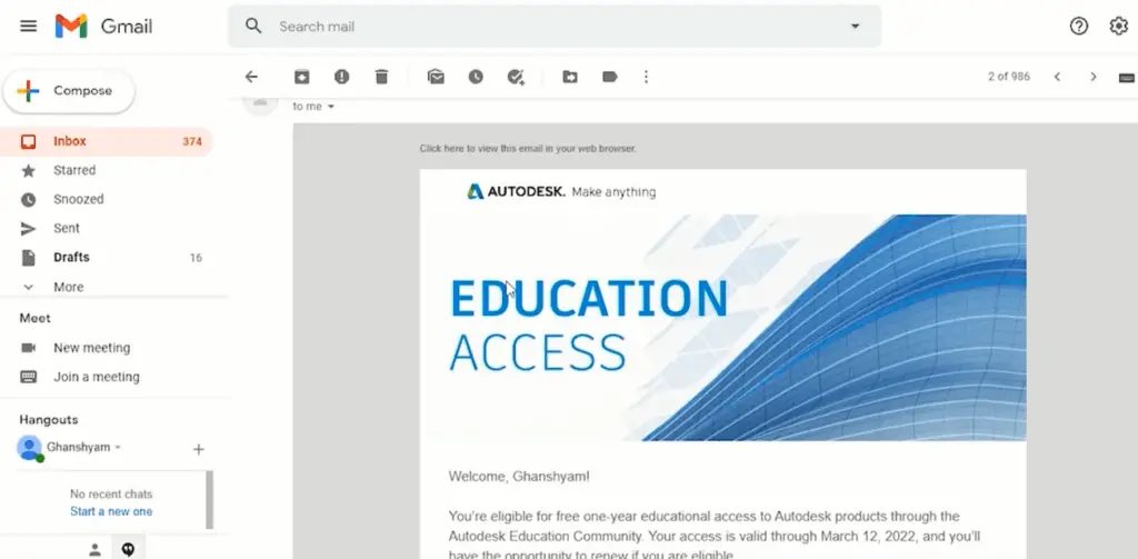 Get educational access from Autodesk