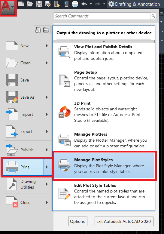 Plot style manager in AutoCAD