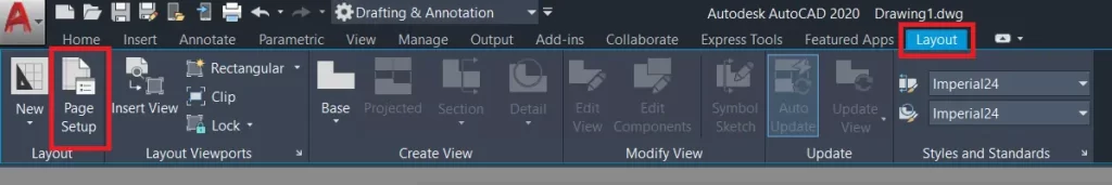 Page setup in AutoCAD