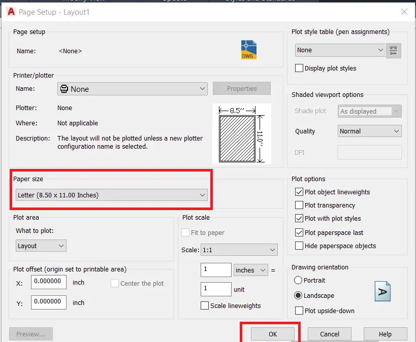How to change paper size in AutoCAD