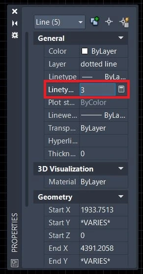 Change line type scale in AutoCAD