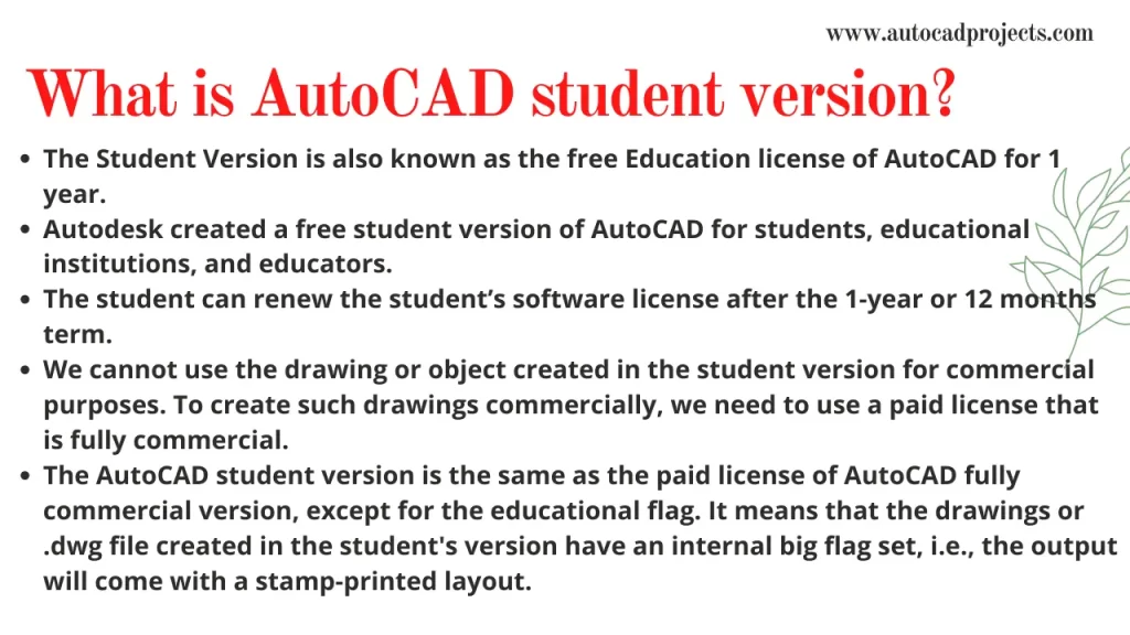 What is AutoCAD student version