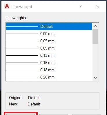 How to change line weight in AutoCAD
