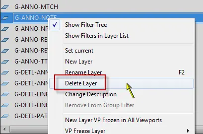 Delete layers in AutoCAD