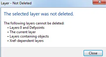 Why Unable to delete or purge a layer in AutoCAD