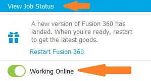Fusion 360 view job status
