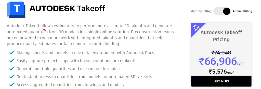 Autodesk Takeoff cost annual subscription